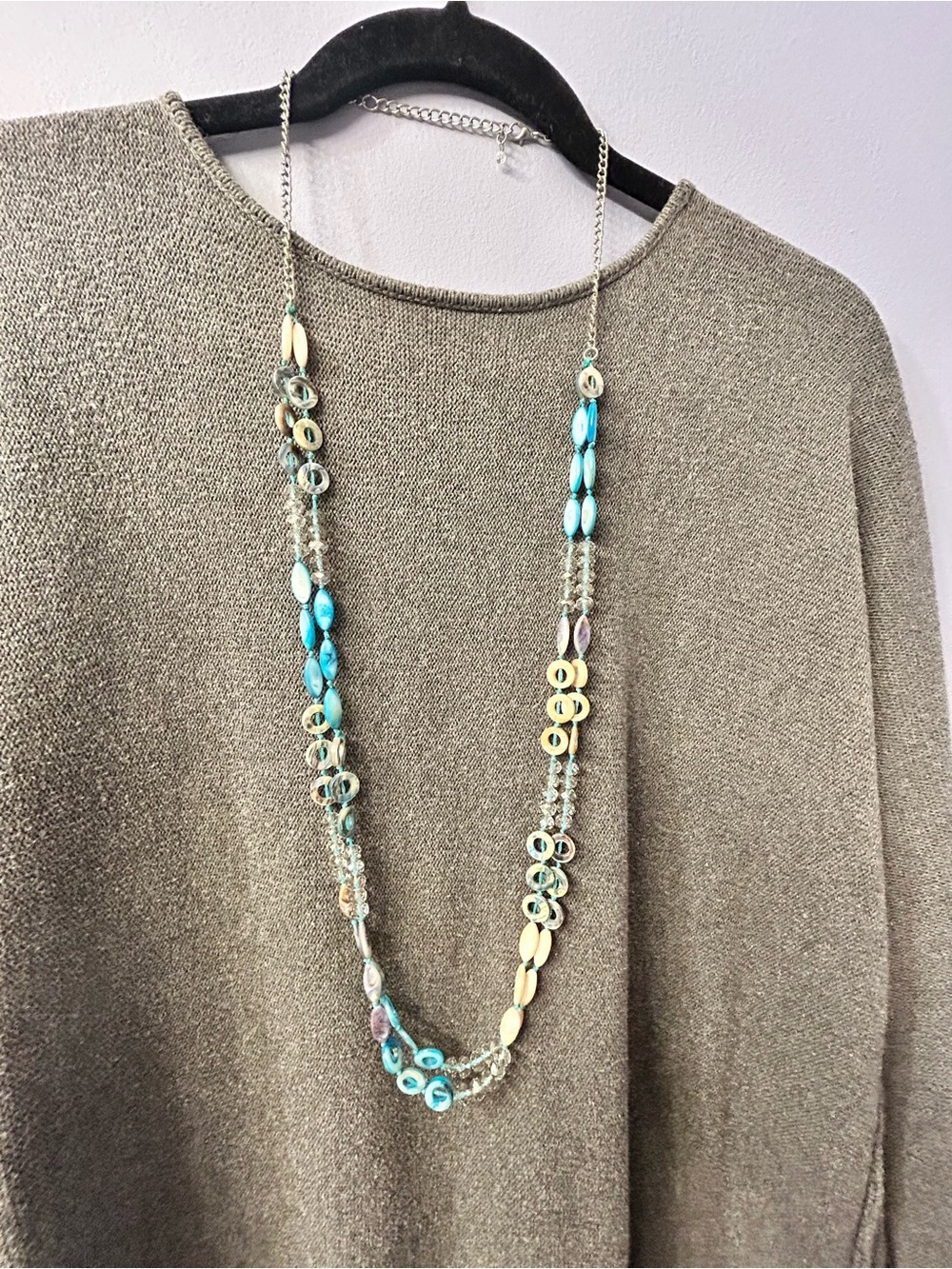 Long Turquoise Beaded Necklace